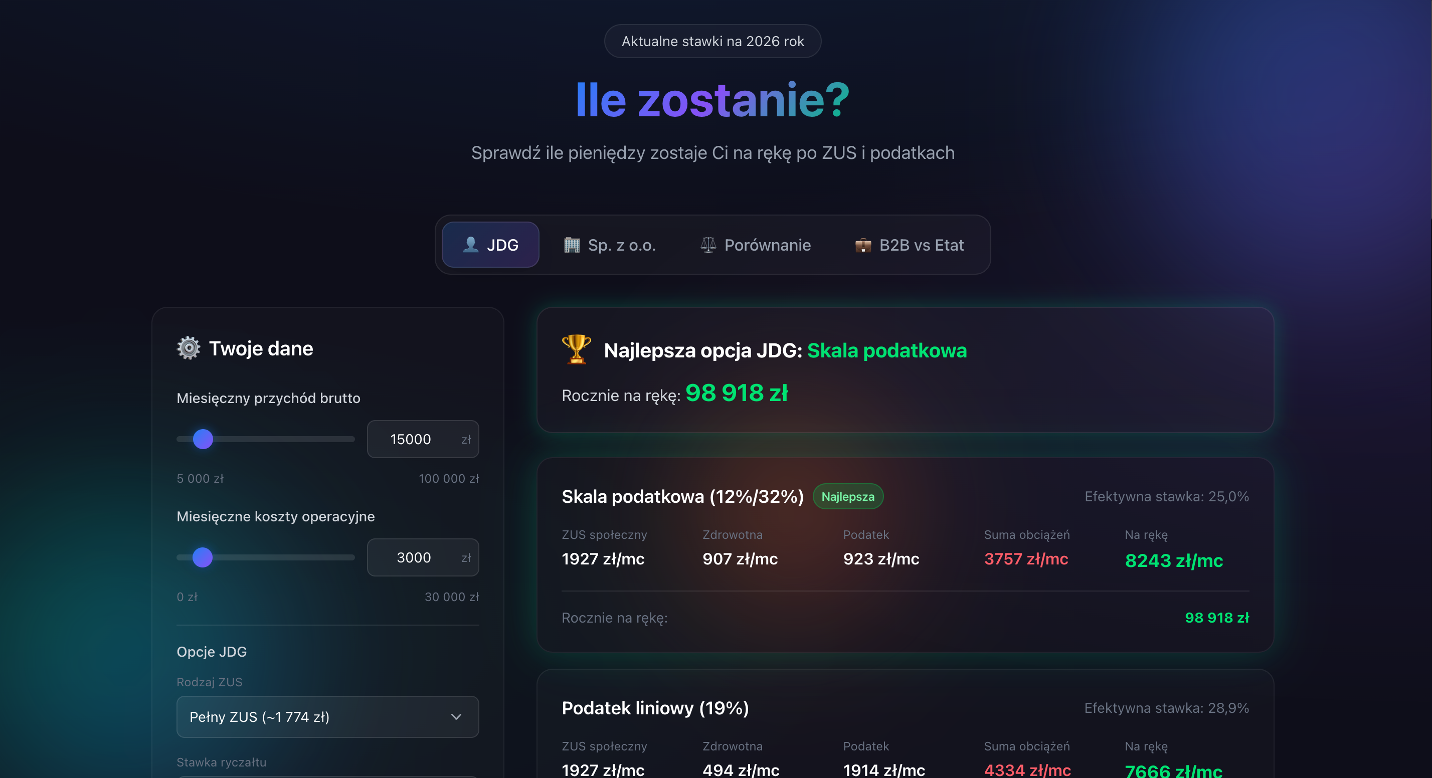 Ile Zostanie — Polish salary calculator